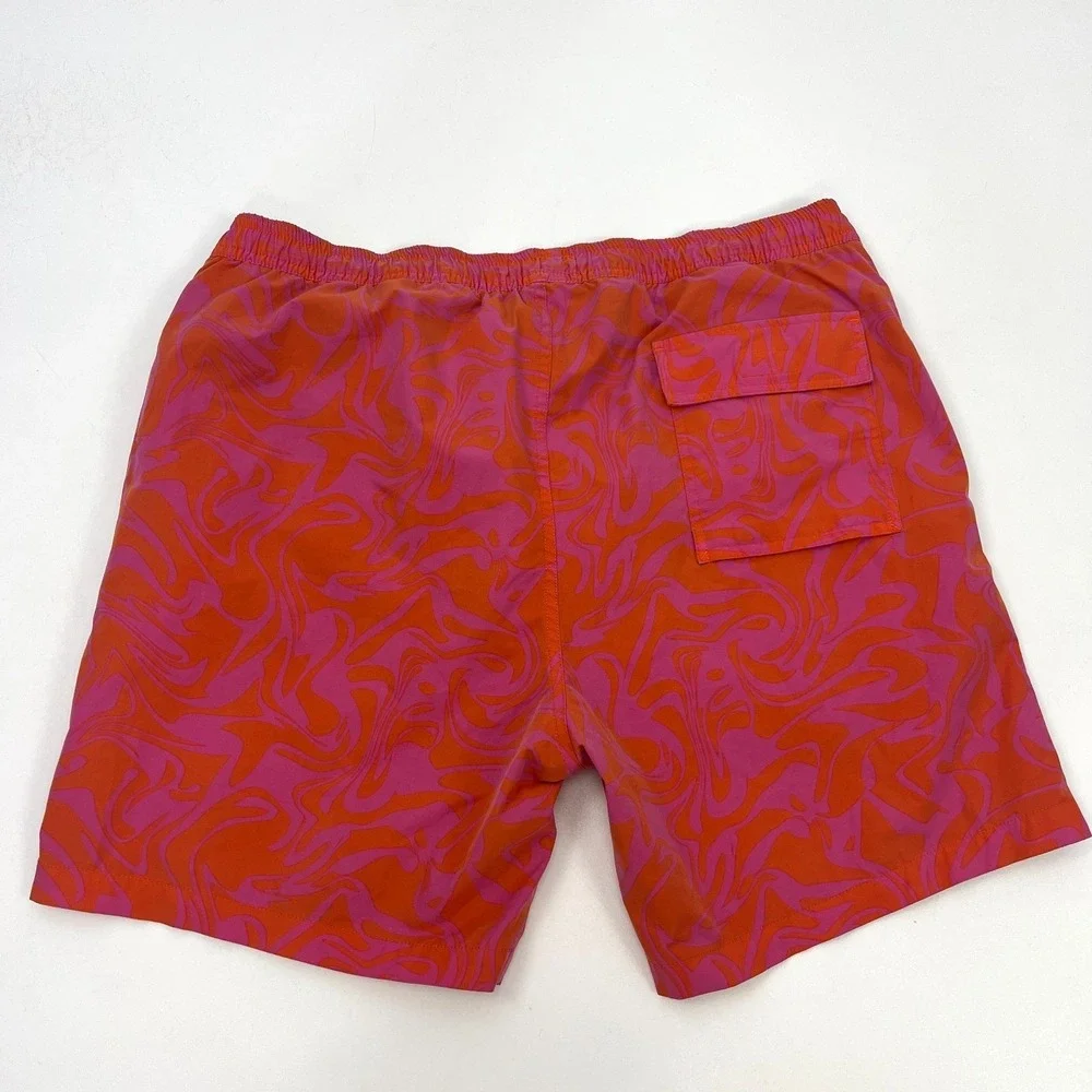 Psycho Bunny x Swims Swim‎ Shorts Pink Orange Mens XL Colorful Beach Pool *Flaw